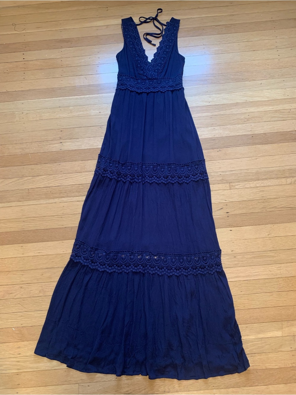 NWT Dark Blue/Purple Sweet Lovely by Jen Long Lacy Maxi Dress in Size S
